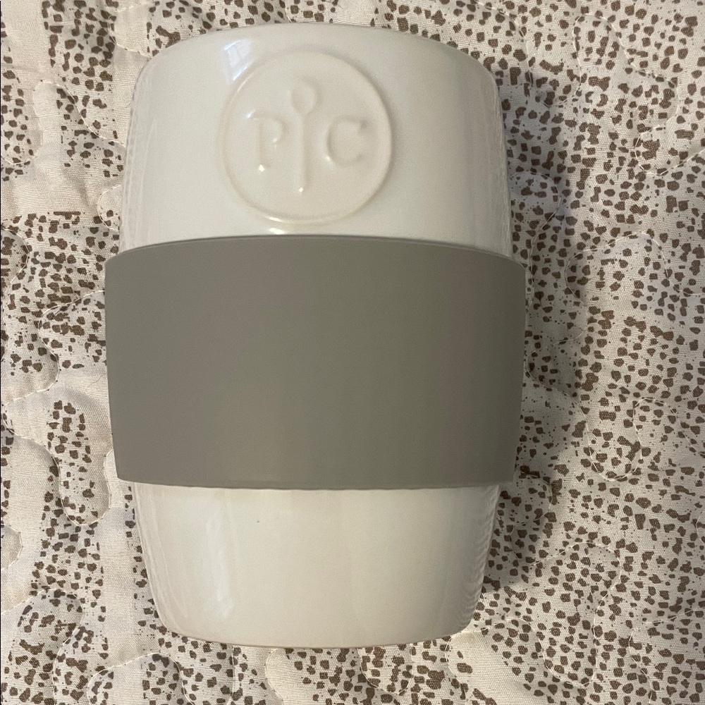 Pampered Chef White Ceramic Handless Mug